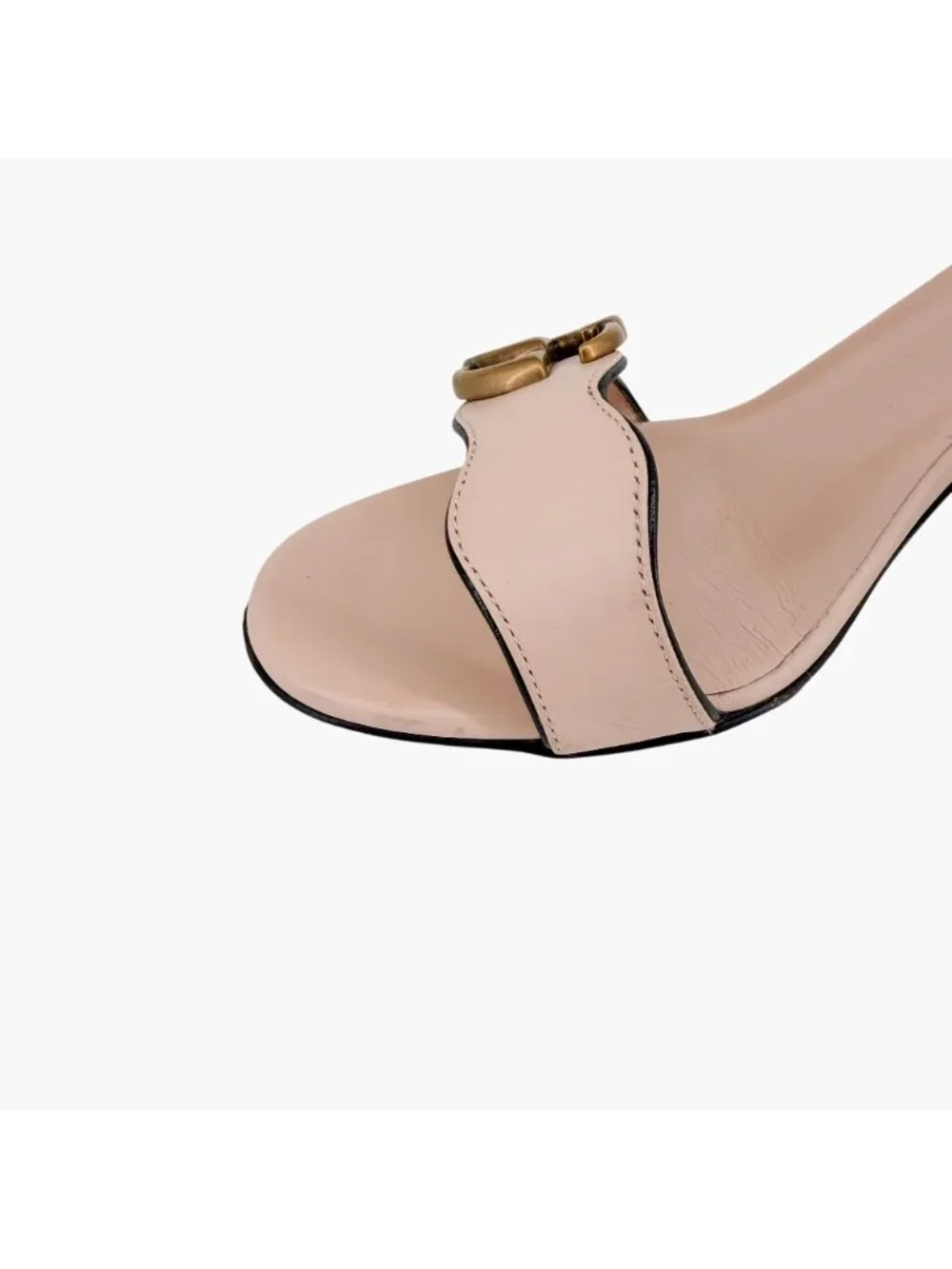 Gucci Marmont GG Block Heel Sandals Heels Nude Pink Leather Size 36.5 US 6.5 - Picture 11 of 16